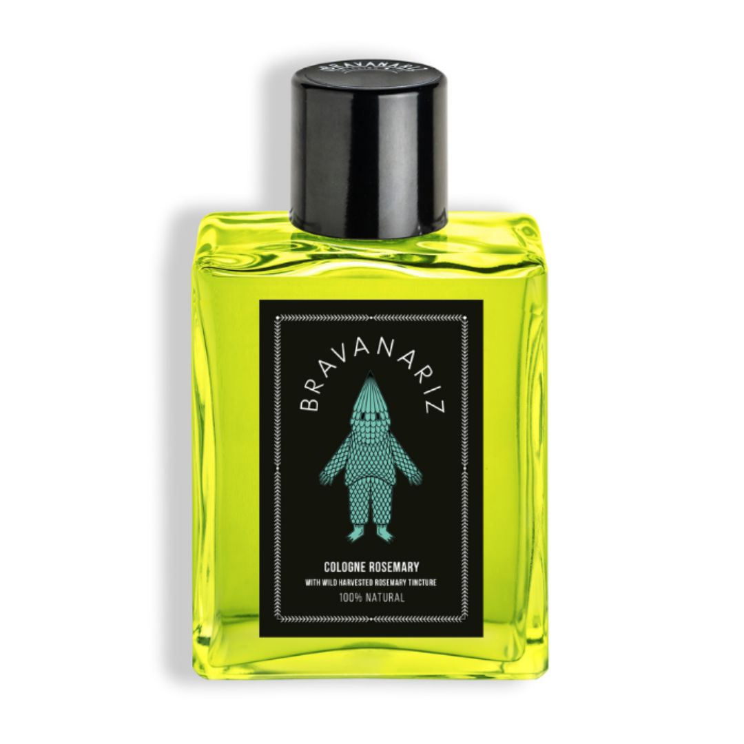 Perfume natural Bravanariz Cologne Rosemary en frasco de 200 ml, fragancia botánica con romero silvestre.