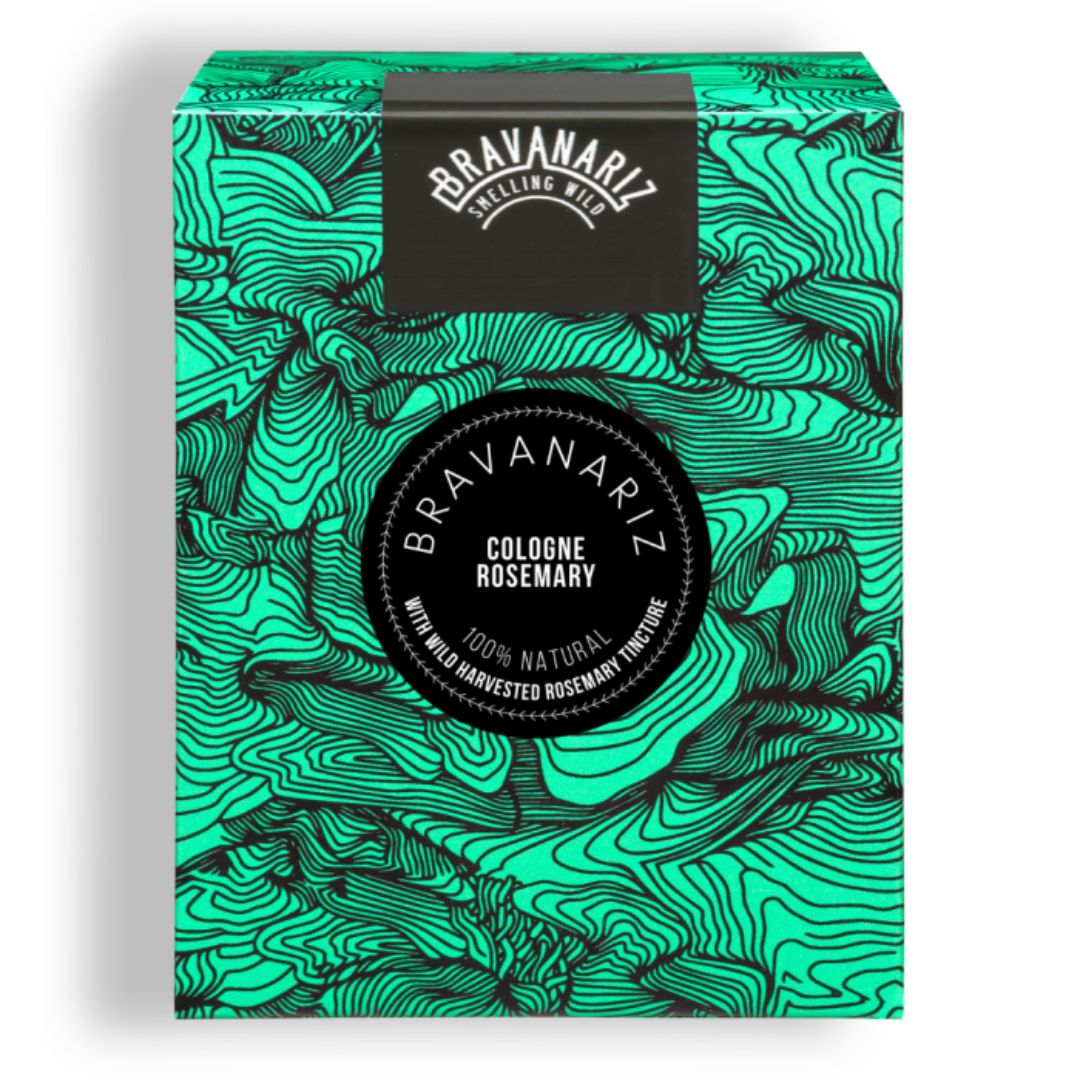 Estuche del perfume Bravanariz Cologne Rosemary, fragancia botánica 100% natural con romero silvestre
