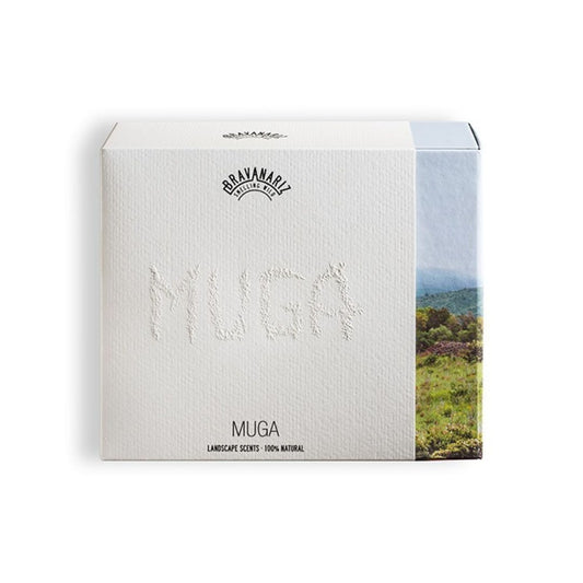 Estuche del perfume Bravanariz Muga, fragancia natural y artesanal inspirada en el río Muga