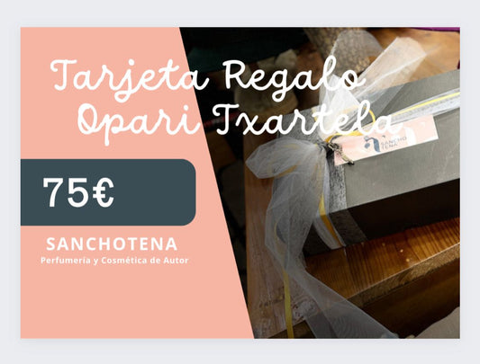 Descubre la Tarjeta Regalo de 75€ de Perfumería Sanchotena, perfecta para sorprender con fragancias exclusivas y cosmética de autor. Elige un regalo único que inspire y cautive los sentidos. Compra ahora y regala experiencias olfativas inolvidables.