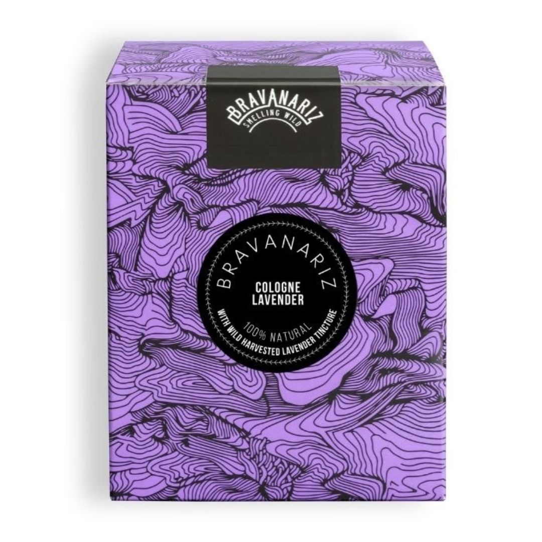 Estuche del perfume Bravanariz Cologne Lavender, colonia natural y artesanal con lavanda silvestre.