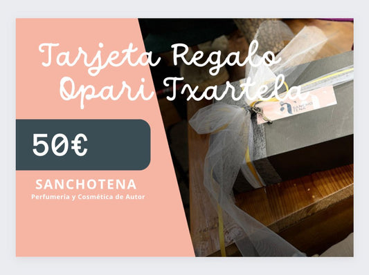 Descubre la Tarjeta Regalo de 50€ de Perfumería Sanchotena, un regalo ideal para sorprender con fragancias y cosmética de autor. Perfecta para cualquier ocasión y para los amantes de lo exclusivo. ¡Compra ahora y regala una experiencia inolvidable!
