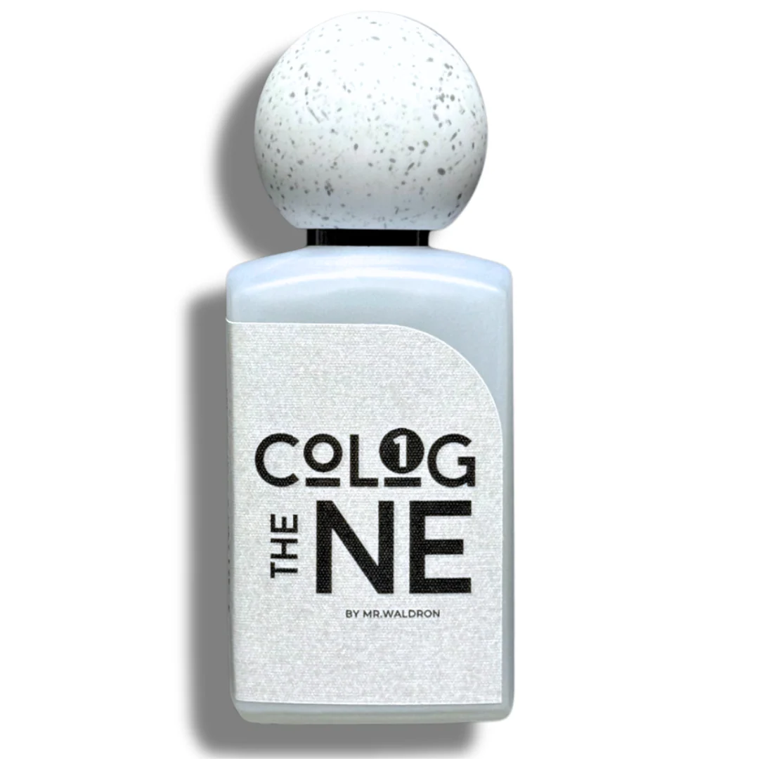 Botella del perfume The Cologne 1 de Mr. Waldron con tapón marmolado.