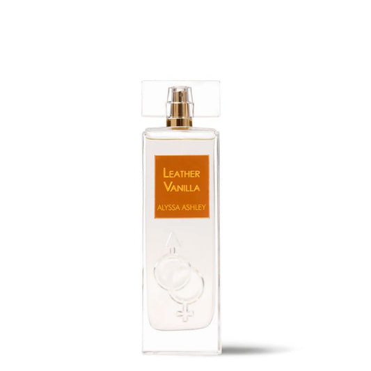 Perfume Alyssa Ashley Leather Vanilla – aroma cálido de cuero y vainilla.