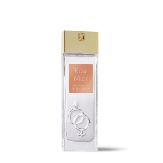 Perfume Alyssa Ashley Rose Musk – aroma romántico de rosa y almizcle.