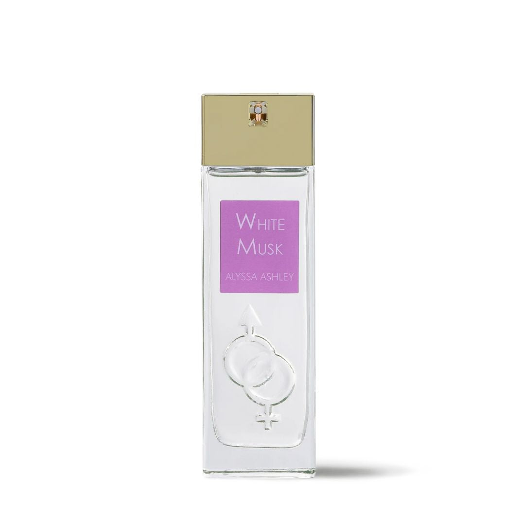 Perfume Alyssa Ashley White Musk – fragancia suave y limpia de almizcle blanco.