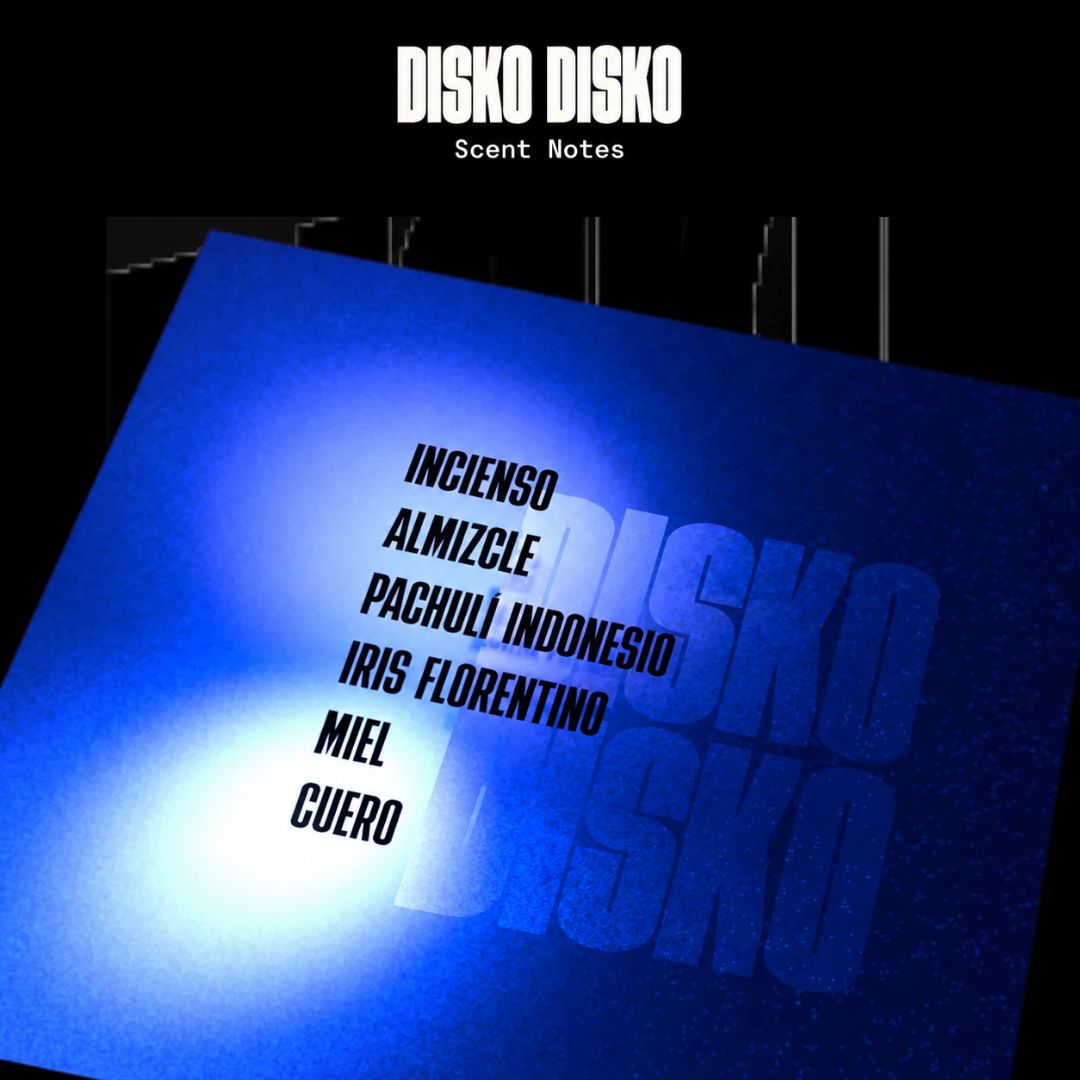 Notas olfativas de Disko Disko: incienso, almizcle, pachuli indonesio, iris florentino, miel y cuero
