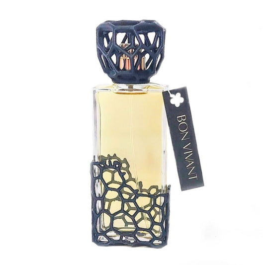 rasco de Bon Vivant, Sid Martens, perfume amaderado oriental, aroma cálido con acabado en resina texturizada.