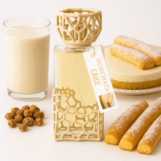 Horchata Cake, Sid Martens, gourmand especiado con horchata, canela y bizcocho; aroma dulce y envolvente.