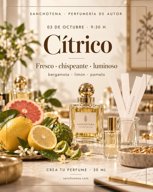Taller Crea tu perfume cítrico en Perfumería Sanchotena, con bergamota, limón y pomelo. 3 de octubre a las 9:30 h